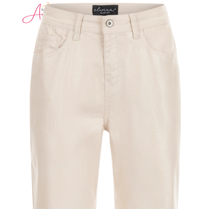 Elvira Broek Liselot glans Creme pearl